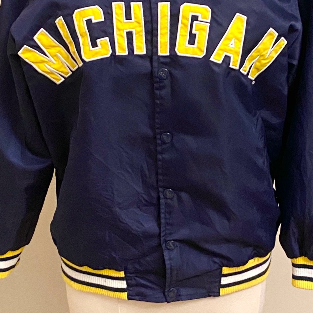 Adidas Men’s Michigan Wolverine Vintage Blue Yellow SZ 14/16 College Y2K Jacket - Picture 3 of 14